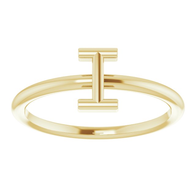 14K Yellow Initial I Ring