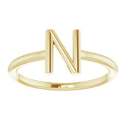 14K Yellow Initial N Ring