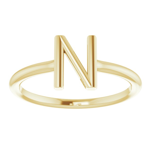 14K Yellow Initial N Ring