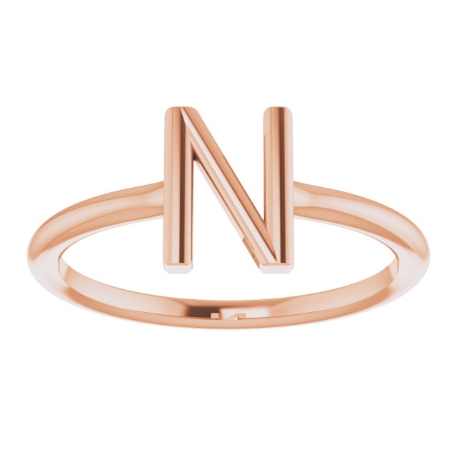 14K Rose Initial N Ring