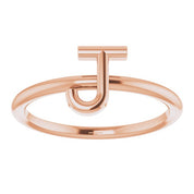 14K Rose Initial J Ring
