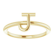 14K Yellow Initial J Ring