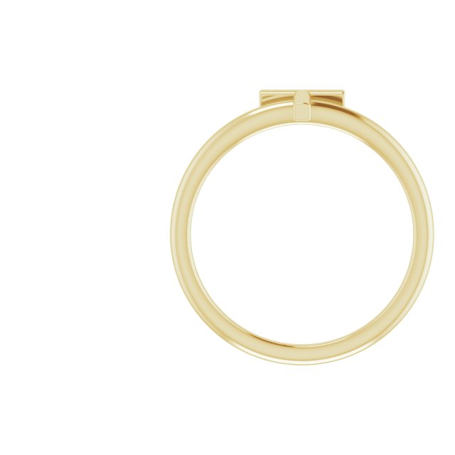 14K Yellow Initial T Ring