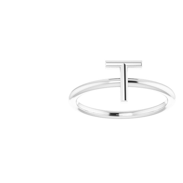 Sterling Silver Initial T Ring