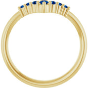 14K Yellow Natural Blue Sapphire Graduated V Ring