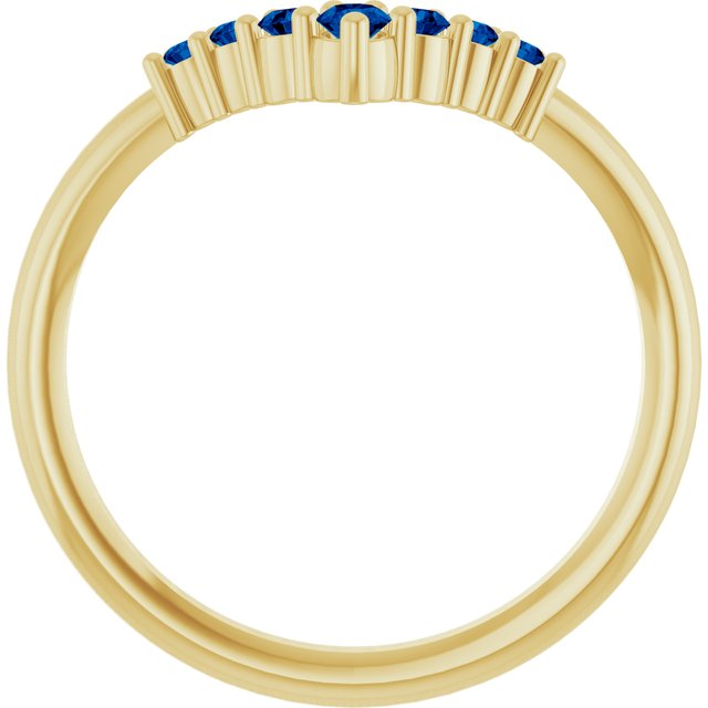 14K Yellow Natural Blue Sapphire Graduated V Ring