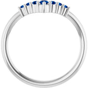 Sterling Silver Natural Blue Sapphire Graduated V Ring