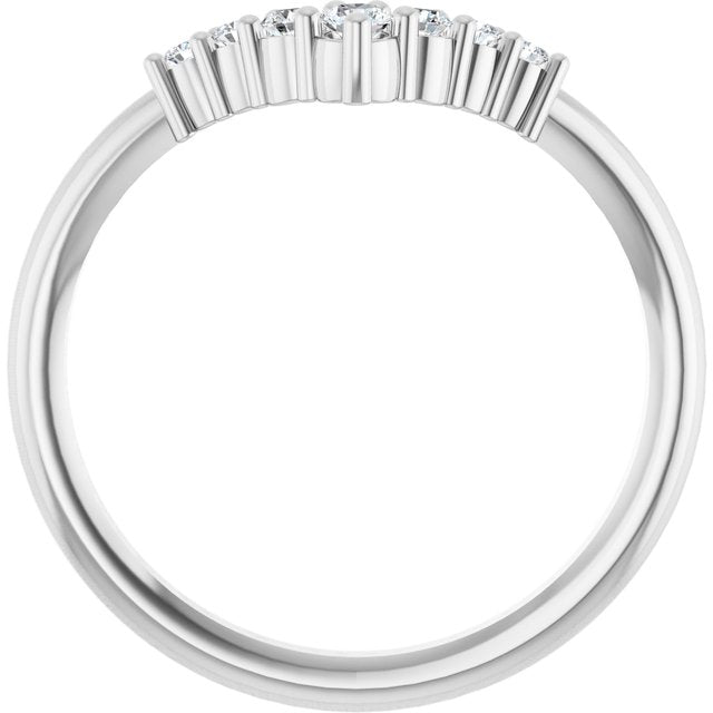 Sterling Silver Natural White Sapphire Graduated V Ring