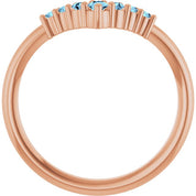 14K Rose Natural Aquamarine Graduated V Ring