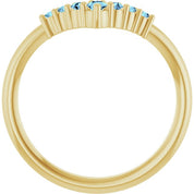 14K Yellow Natural Aquamarine Graduated V Ring