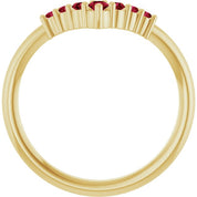 14K Yellow Natural Ruby Graduated V Ring