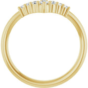 14K Yellow Natural White Sapphire Graduated V Ring