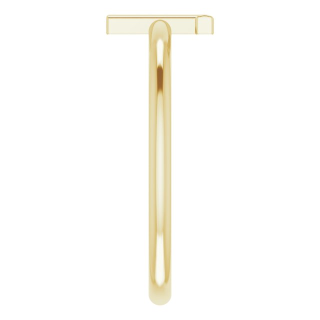14K Yellow Initial T Ring