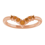 14K Rose Natural Citrine Graduated V Ring