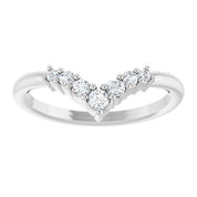 Sterling Silver Natural White Sapphire Graduated V Ring