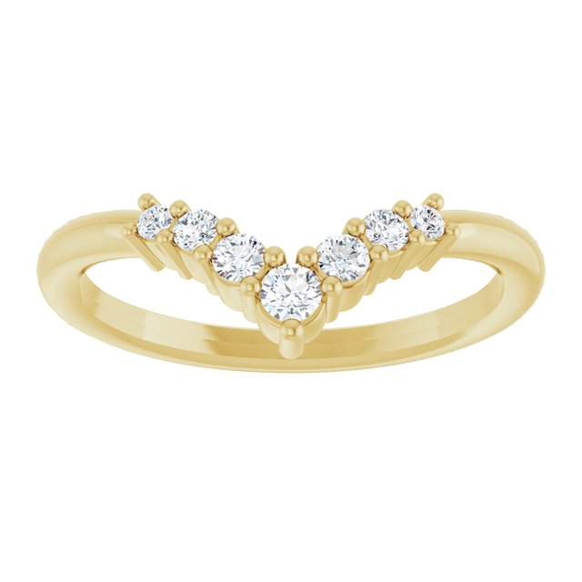 14K Yellow Natural White Sapphire Graduated V Ring