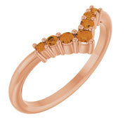14K Rose Natural Citrine Graduated V Ring