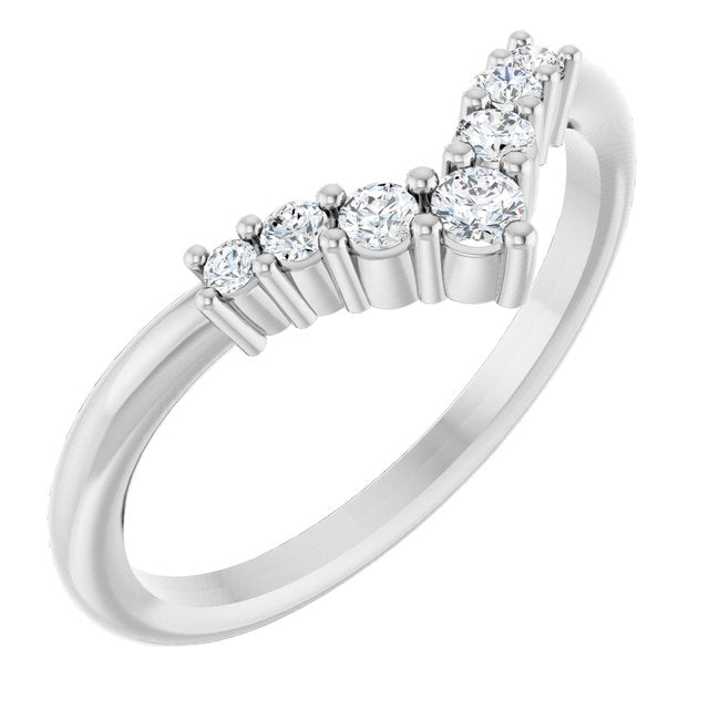 Sterling Silver Natural White Sapphire Graduated V Ring