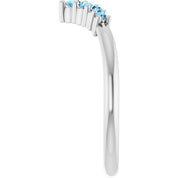 Platinum Natural Aquamarine Graduated V Ring