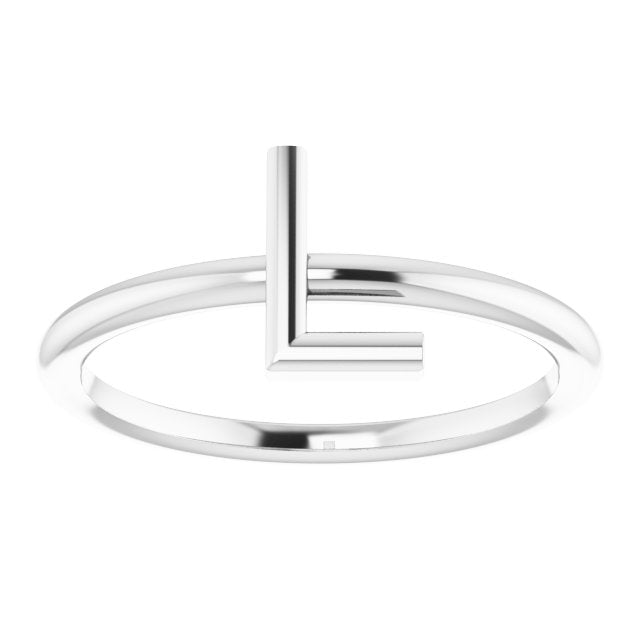 Sterling Silver Initial L Ring
