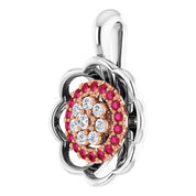 14K White/Rose Natural Ruby & 1/6 CTW Natural Diamond Pendant