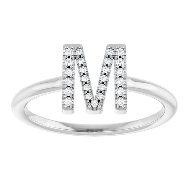 Platinum .07 CTW Natural Diamond Initial M Ring