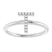 Platinum .04 CTW Natural Diamond Initial T Ring