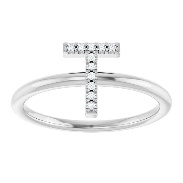Platinum .04 CTW Natural Diamond Initial T Ring
