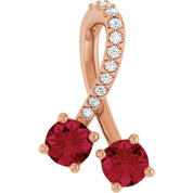 14K Rose Lab-Grown Ruby & .05 CTW Natural Diamond Pendant