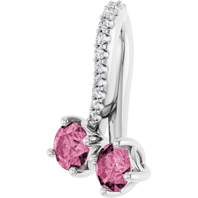 Sterling Silver Natural Pink Tourmaline & .05 CTW Natural Diamond Pendant