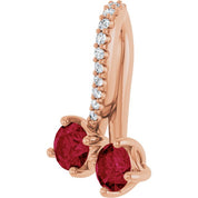 14K Rose Lab-Grown Ruby & .05 CTW Natural Diamond Pendant