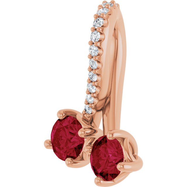 14K Rose Lab-Grown Ruby & .05 CTW Natural Diamond Pendant
