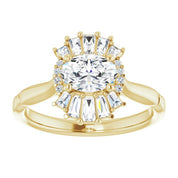 14K Yellow Natural White Sapphire & 1/4 CTW Natural Diamond Ring