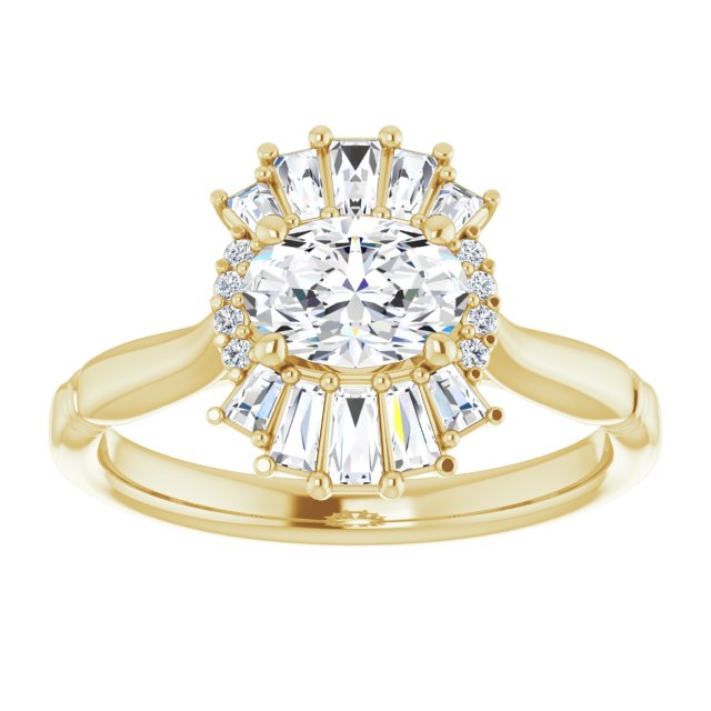 14K Yellow Natural White Sapphire & 1/4 CTW Natural Diamond Ring