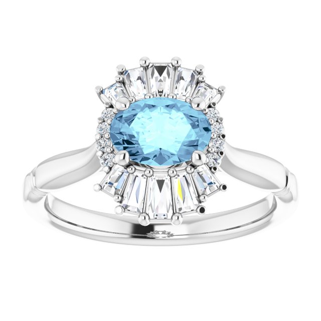 Platinum Natural Aquamarine & 1/4 CTW Natural Diamond Ring