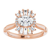 14K Rose Natural White Sapphire & 1/4 CTW Natural Diamond Ring