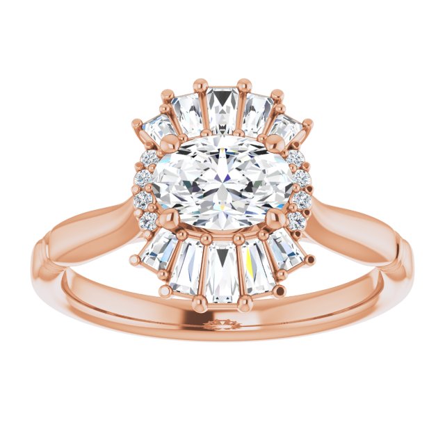 14K Rose Natural White Sapphire & 1/4 CTW Natural Diamond Ring