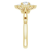14K Yellow Natural White Sapphire & 1/4 CTW Natural Diamond Ring