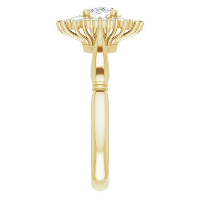 14K Yellow Natural White Sapphire & 1/4 CTW Natural Diamond Ring