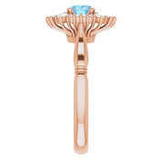 14K Rose Natural Aquamarine & 1/4 CTW Natural Diamond Ring