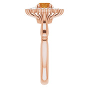 14K Rose Natural Citrine & 1/4 CTW Natural Diamond Ring