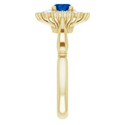 14K Yellow Natural Blue Sapphire & 1/4 CTW Natural Diamond Ring