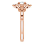 14K Rose Natural White Sapphire & 1/4 CTW Natural Diamond Ring