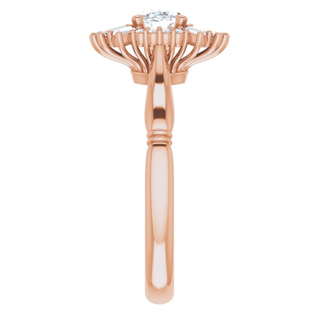 14K Rose Natural White Sapphire & 1/4 CTW Natural Diamond Ring