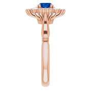 14K Rose Natural Blue Sapphire & 1/4 CTW Natural Diamond Ring