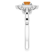 14K White Natural Citrine & 1/4 CTW Natural Diamond Ring