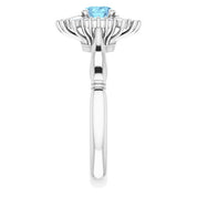 14K White Natural Aquamarine & 1/4 CTW Natural Diamond Ring