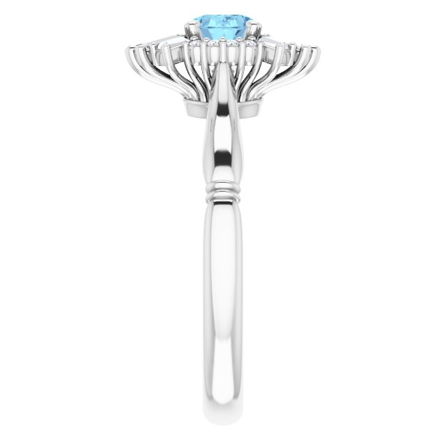 Platinum Natural Aquamarine & 1/4 CTW Natural Diamond Ring