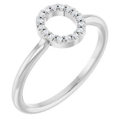 Platinum .06 CTW Natural Diamond Initial O Ring