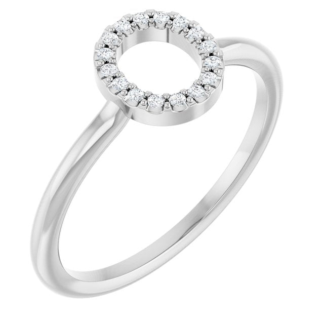 Platinum .06 CTW Natural Diamond Initial O Ring